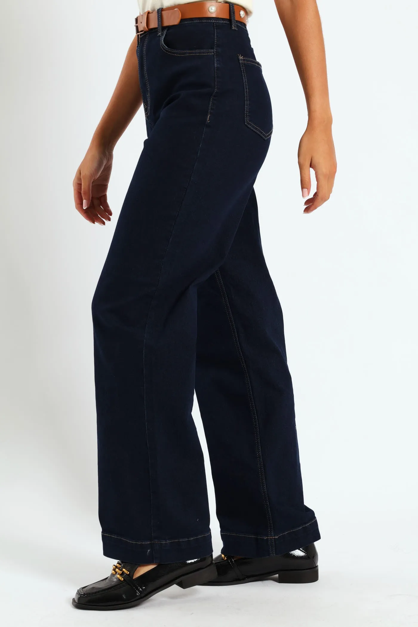 Pearl Belted Wide Leg Jean - Dark Wash Ink sold by Edgars product image thumbnail 3