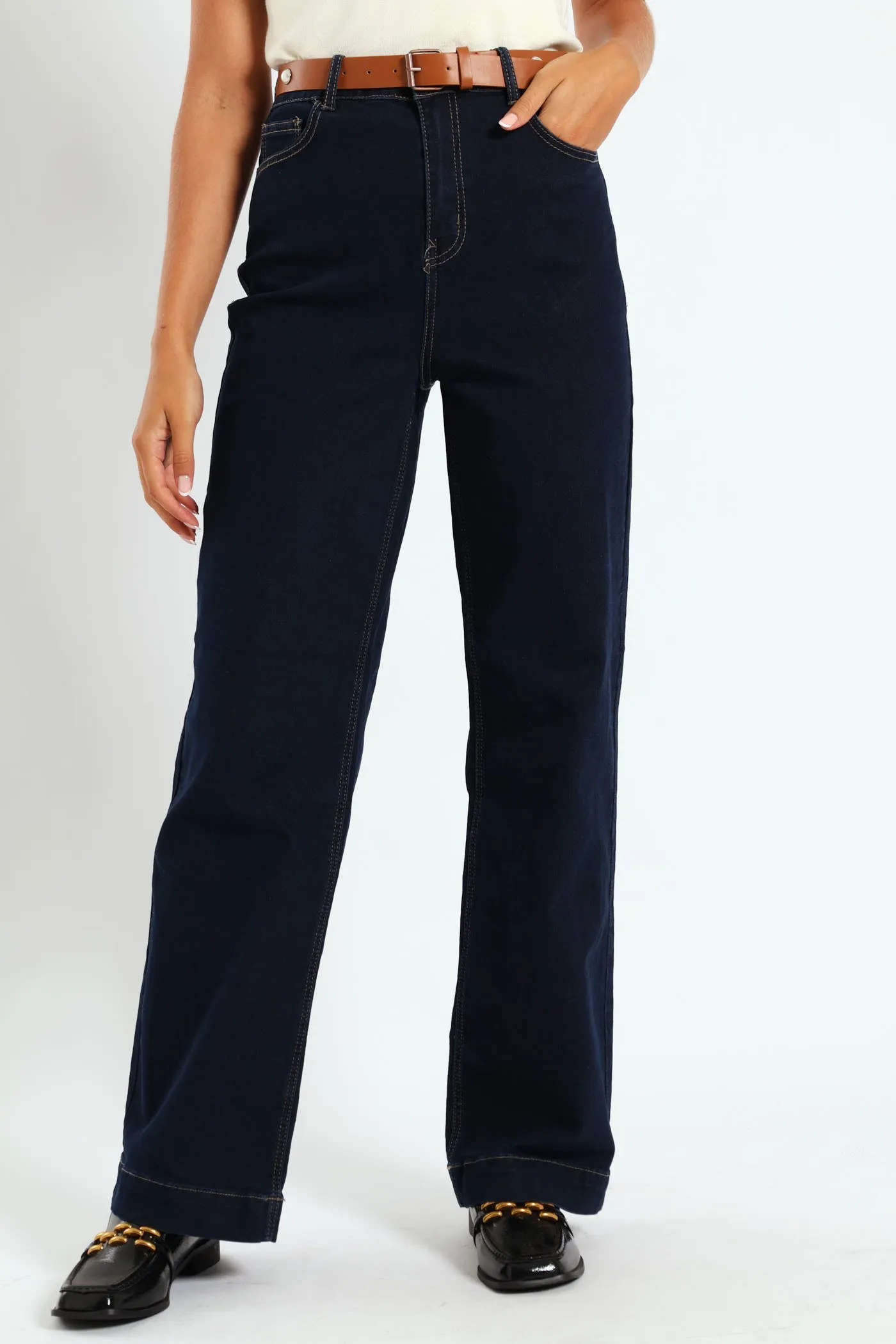 Pearl Belted Wide Leg Jean - Dark Wash Ink sold by Edgars product image thumbnail 2