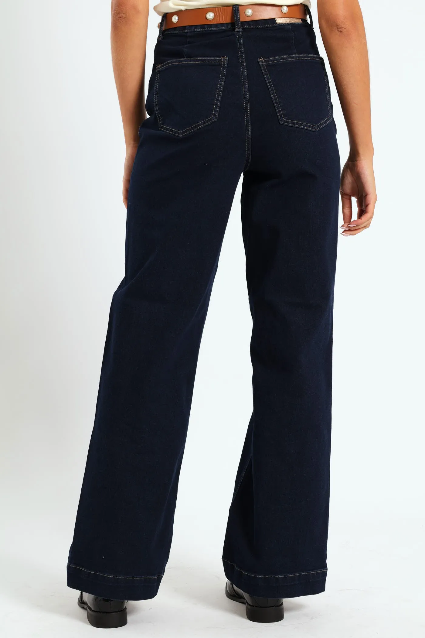Pearl Belted Wide Leg Jean - Dark Wash Ink sold by Edgars product image thumbnail 4