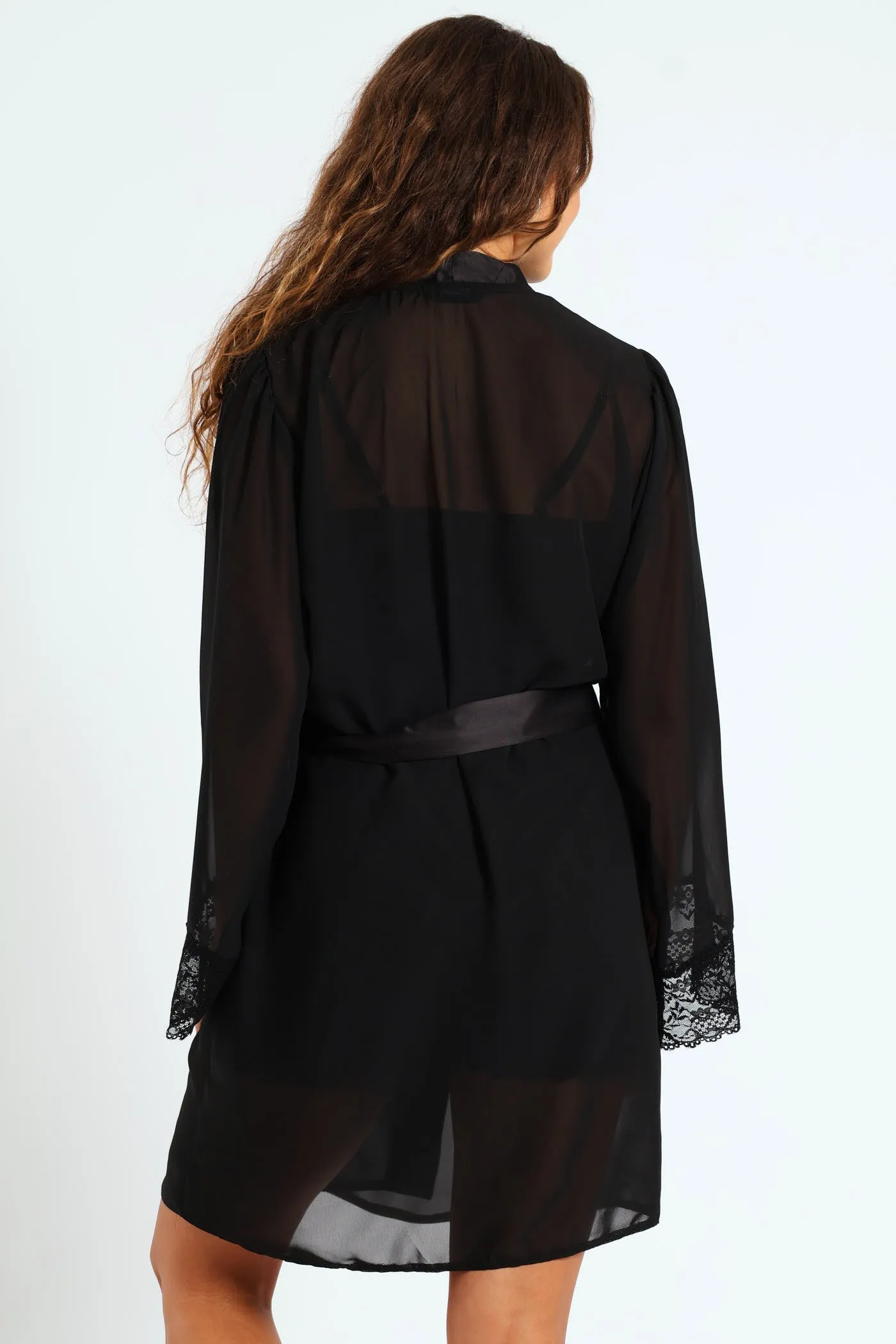 Lace Trim Chiffon Gown - Black sold by Edgars product image thumbnail 3
