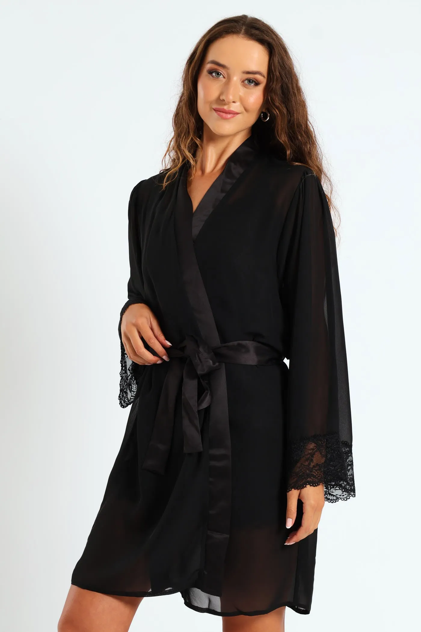 Lace Trim Chiffon Gown - Black sold by Edgars product image thumbnail 4