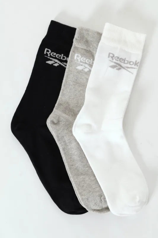3 Pack Crew Anklet Socks - White/Black/Grey sold by Edgars