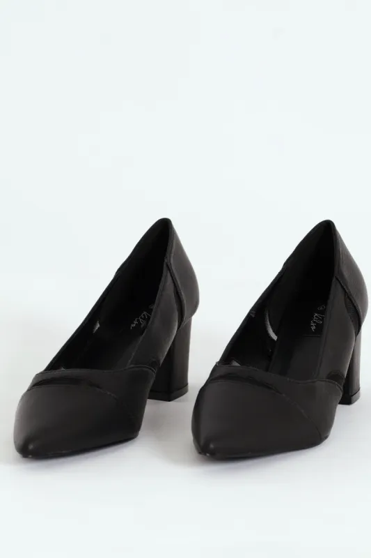 Pointy Mesh Insert Court Heel - Black sold by Edgars 