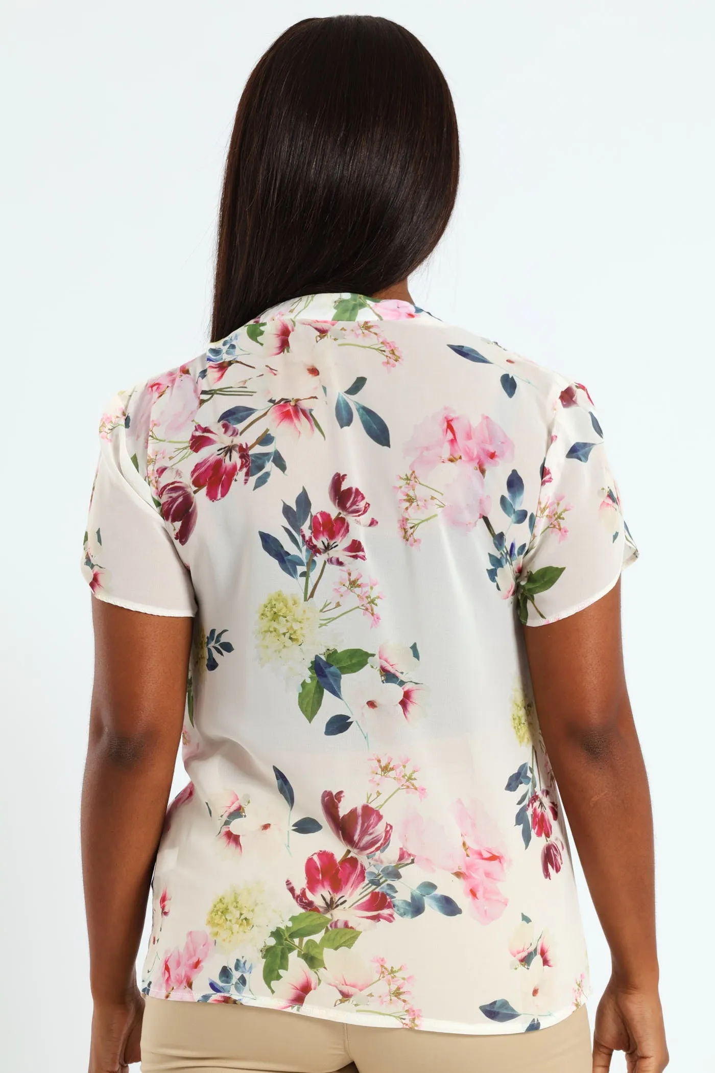 V-Neck Mandarin Collar Blouse - Cream sold by Edgars product image thumbnail 4