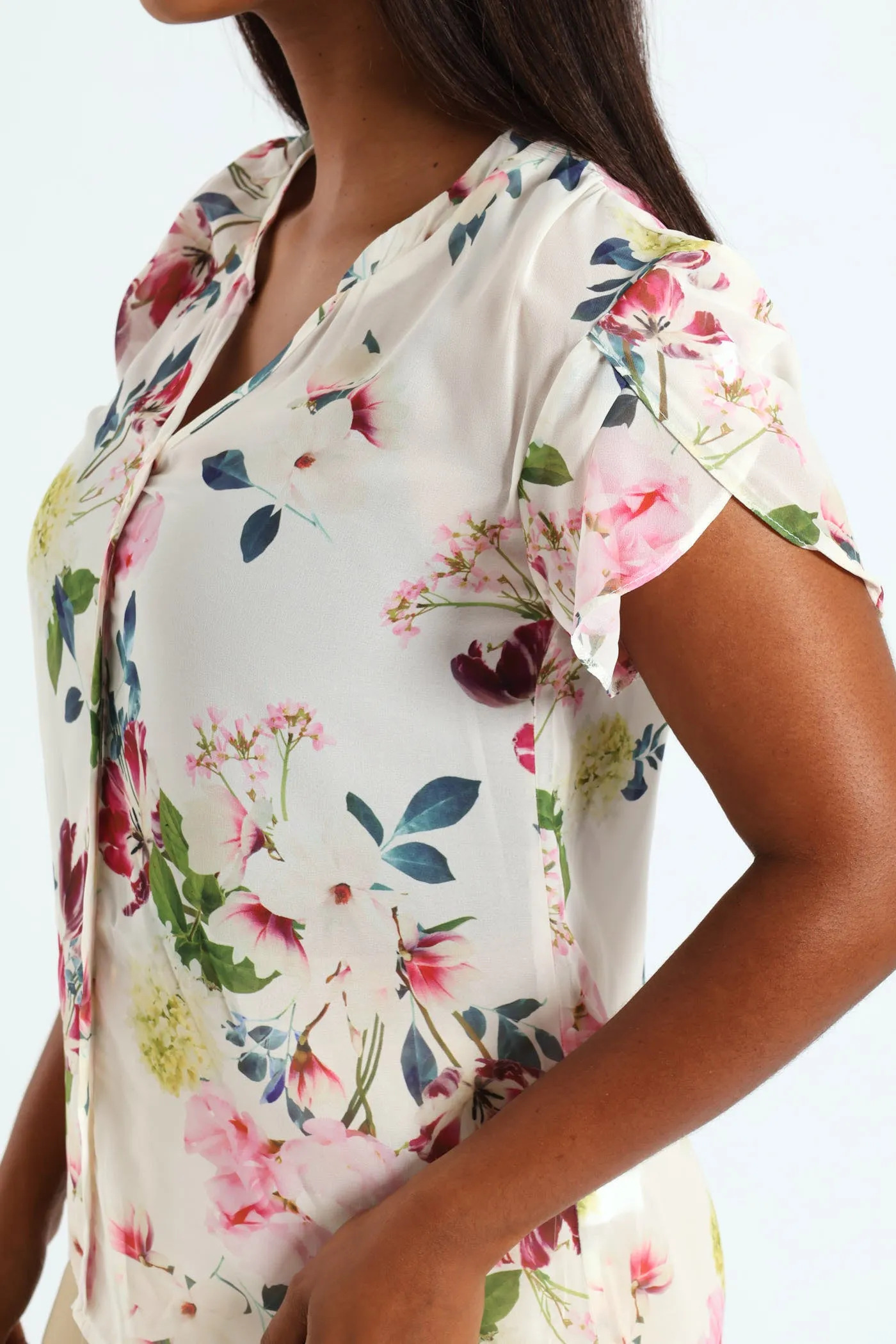 V-Neck Mandarin Collar Blouse - Cream sold by Edgars product image thumbnail 5