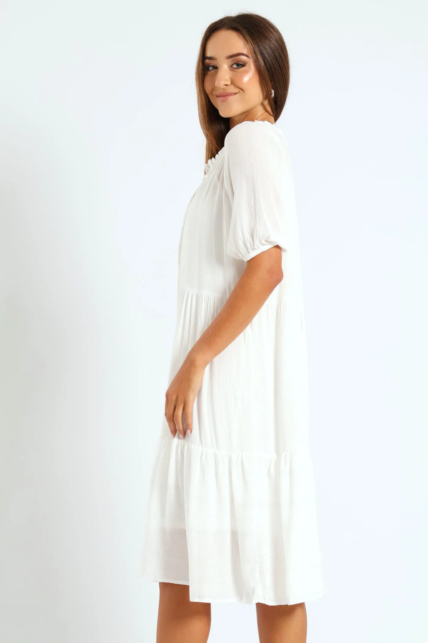 Lurex Stripe Tiered Dobby Mini Dress - Bright White sold by Edgars product image thumbnail 5