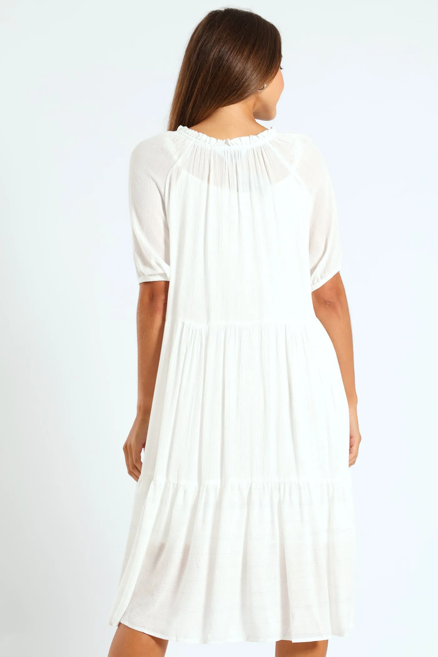 Lurex Stripe Tiered Dobby Mini Dress - Bright White sold by Edgars product image thumbnail 4