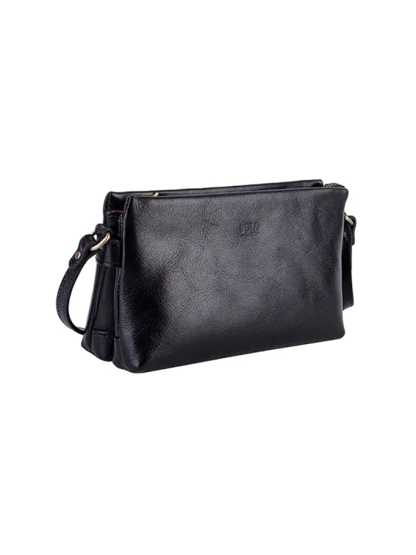 Vega Leather Small Sling Bag - Black sold by Edgars 