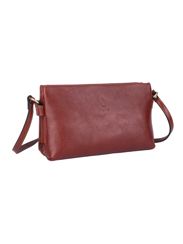 Vega Leather Small Sling Bag - Brown sold by Edgars
