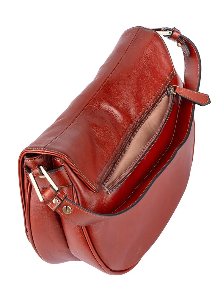 Vega Leather Flapover Shoulder Bag - Brown sold by Edgars product image thumbnail 3