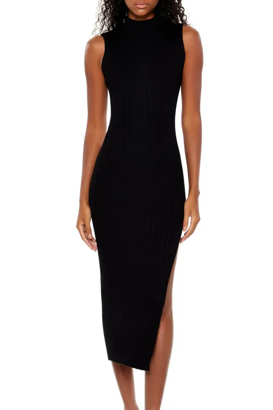 Mock Neck Midi Sweater Dress - Black sold by Edgars