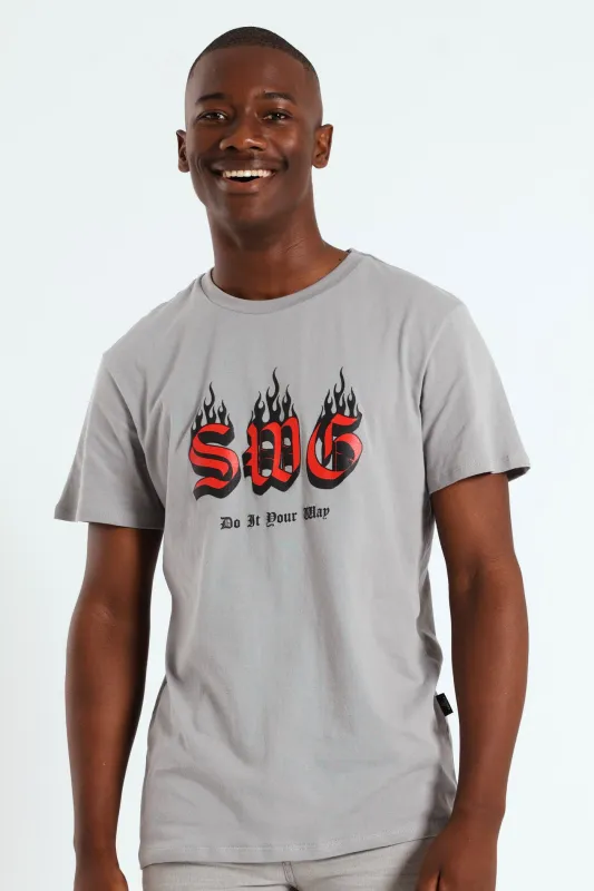 Basic Print T-Shirt - Light Grey sold by Edgars