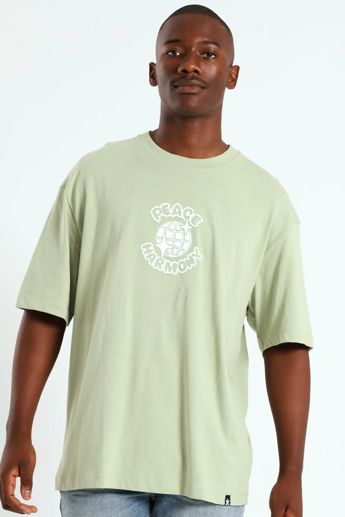 Oversized Peace Printed Tee - Sage sold by Edgars