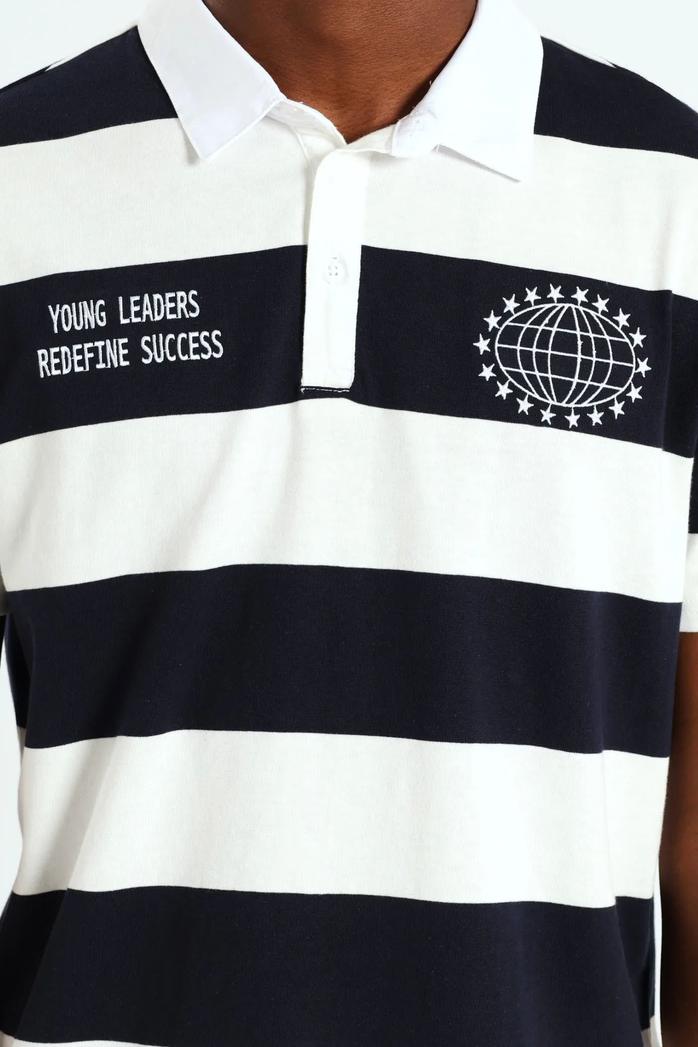 Stripe Embroidered Rugby Golfer - Navy sold by Edgars product image thumbnail 5