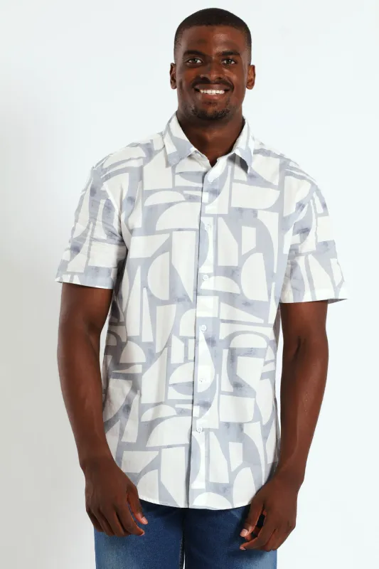 Abstract Geo Print Shirt - White sold by Edgars