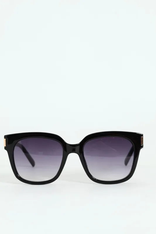 Metal Trim Cat Eye Gradient Lens Sunglasses - Black sold by Edgars