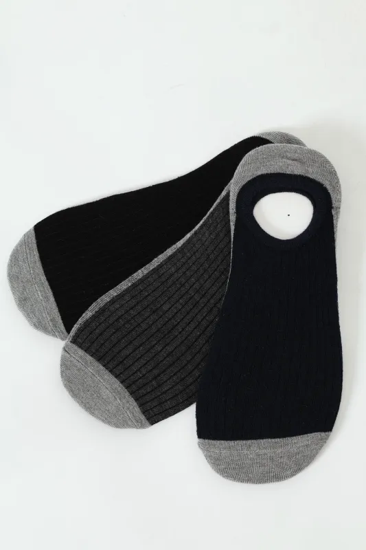 3 Pack No Show Socks - Grey/Black/Navy sold by Edgars