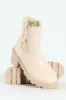 Plain Trim Chunky Heeled Chelsea Boot - Stone sold by Edgars