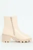 Plain Trim Chunky Heeled Chelsea Boot - Stone sold by Edgars