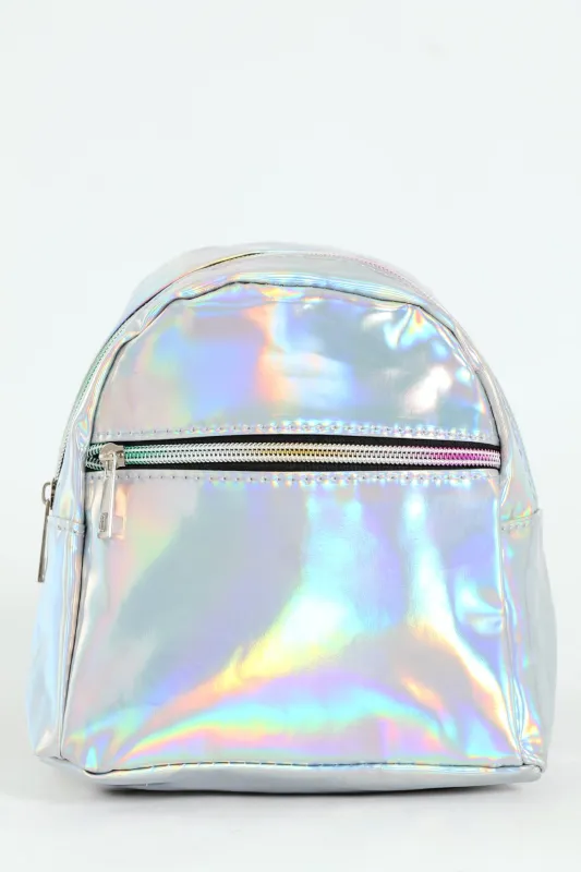 Girls Mini Metallic Backpack - Silver sold by Edgars