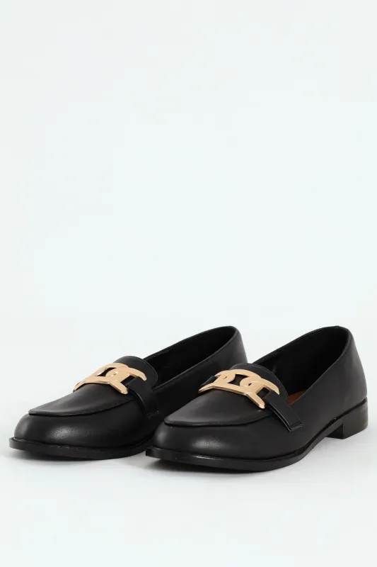 Loafer With Chain Metal Trim - Black sold by Edgars 