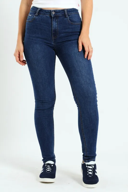 Mid-Waist Skinny Jeans - Medium Wash sold by Edgars