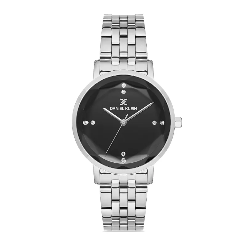 Silver Case Black Dial 3 Hand Analogue Watch - Silver sold by Edgars 