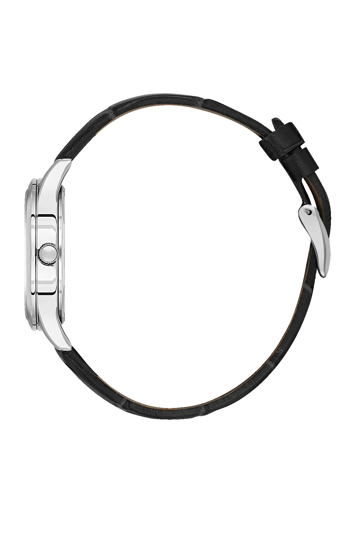 Stainless Steel Case Silver Dial & Black Leather Strap Watch - Silver sold by Edgars product image thumbnail 2