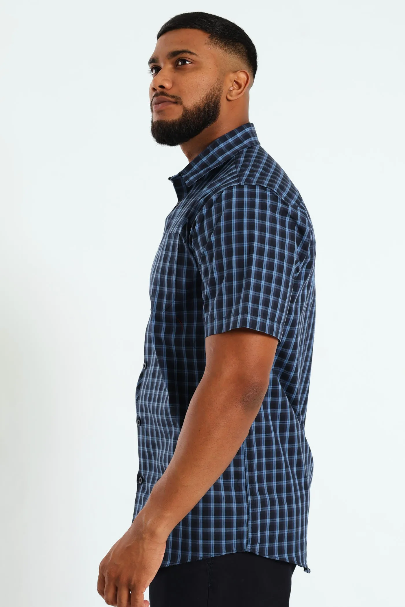 Short Sleeve Check Shirt - Navy sold by Edgars product image thumbnail 2