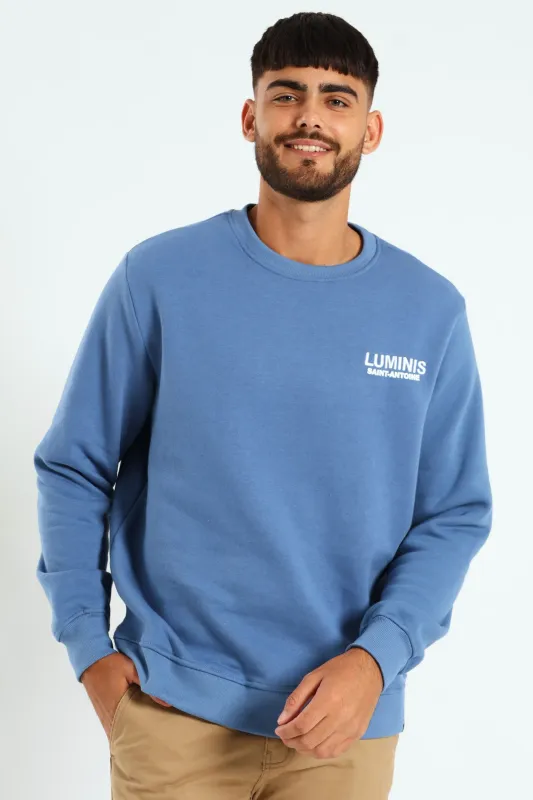 Luminis Front & Back Fleece Crew Top - Steel Blue sold by Edgars