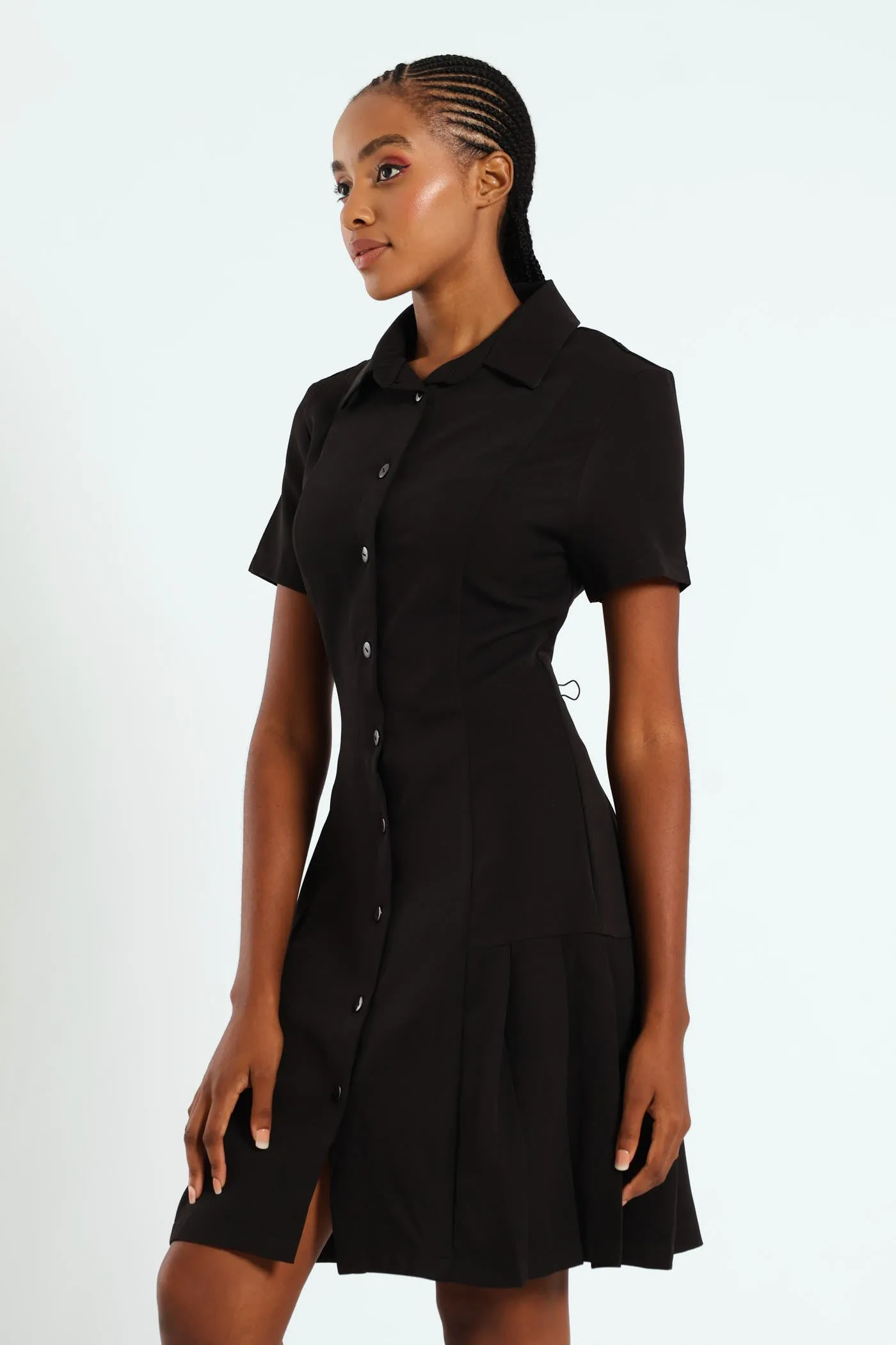 Button Through Pleated Work Dress - Black sold by Edgars product image thumbnail 3