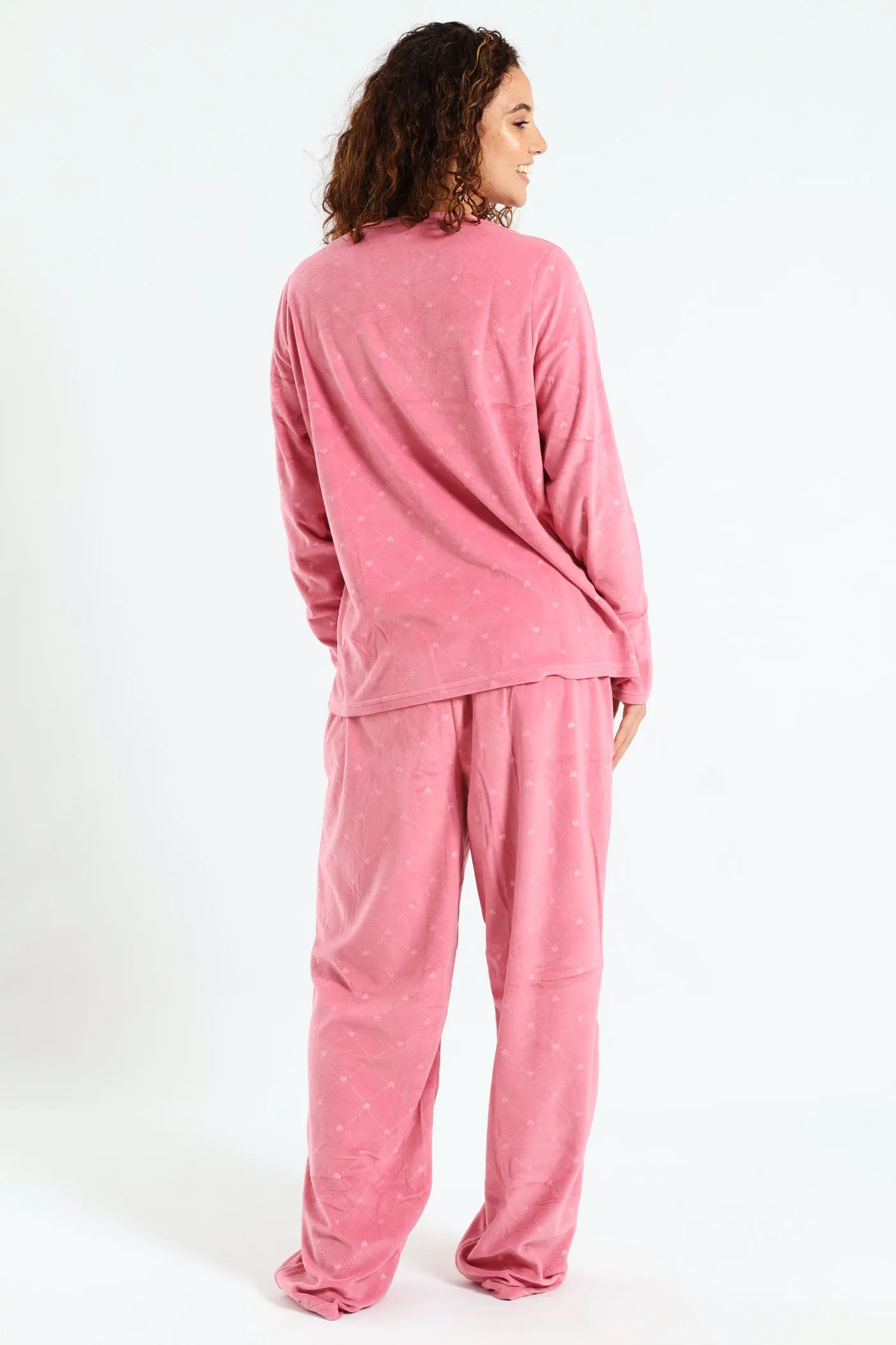 Textured Diamond Heart Long Sleeve Top & Pant Set - Dusty Pink sold by Edgars product image thumbnail 3