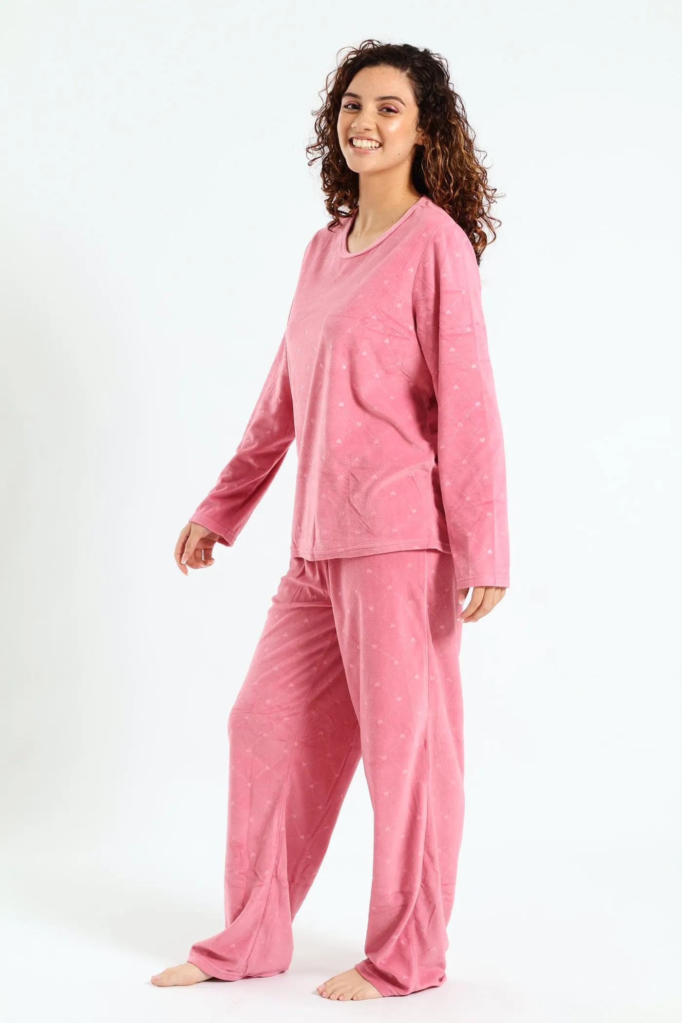 Textured Diamond Heart Long Sleeve Top & Pant Set - Dusty Pink sold by Edgars product image thumbnail 2