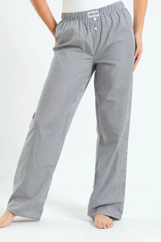 Woven Stripe Boxer Pants - Black/White sold by Edgars 