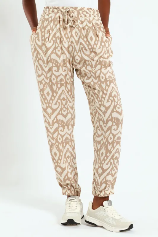 Pull-On Elasticated Cuff Jogger - Taupe/Cream sold by Edgars 