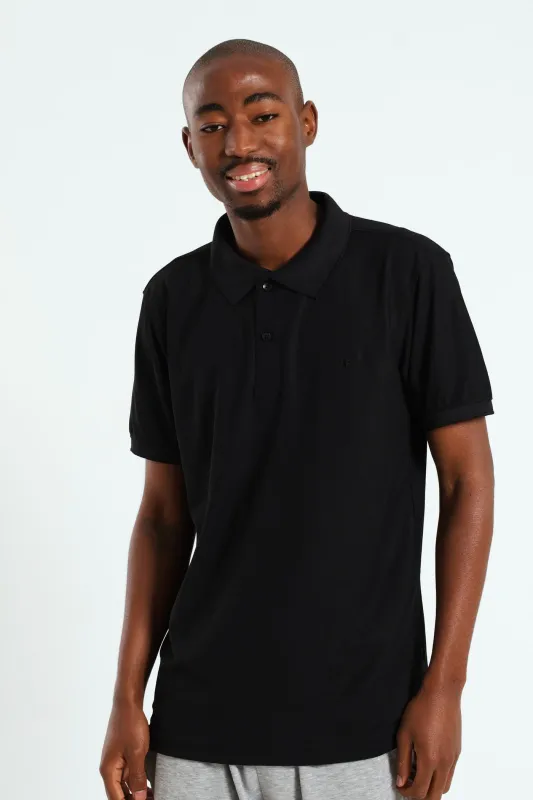 Basic Quick Dry Golfer - Black sold by Edgars