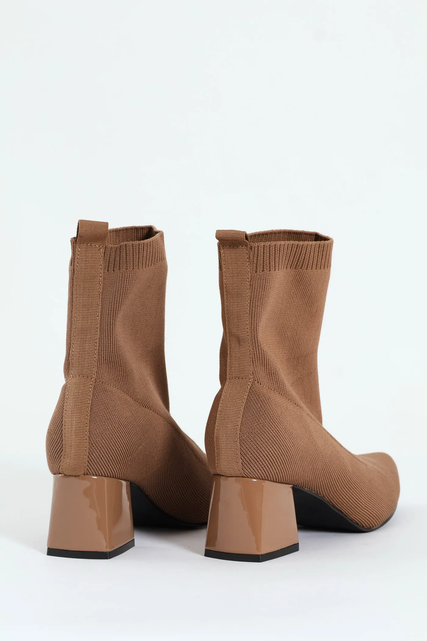 Pointed Block Heel Ankle Sock Boot - Taupe sold by Edgars product image thumbnail 3