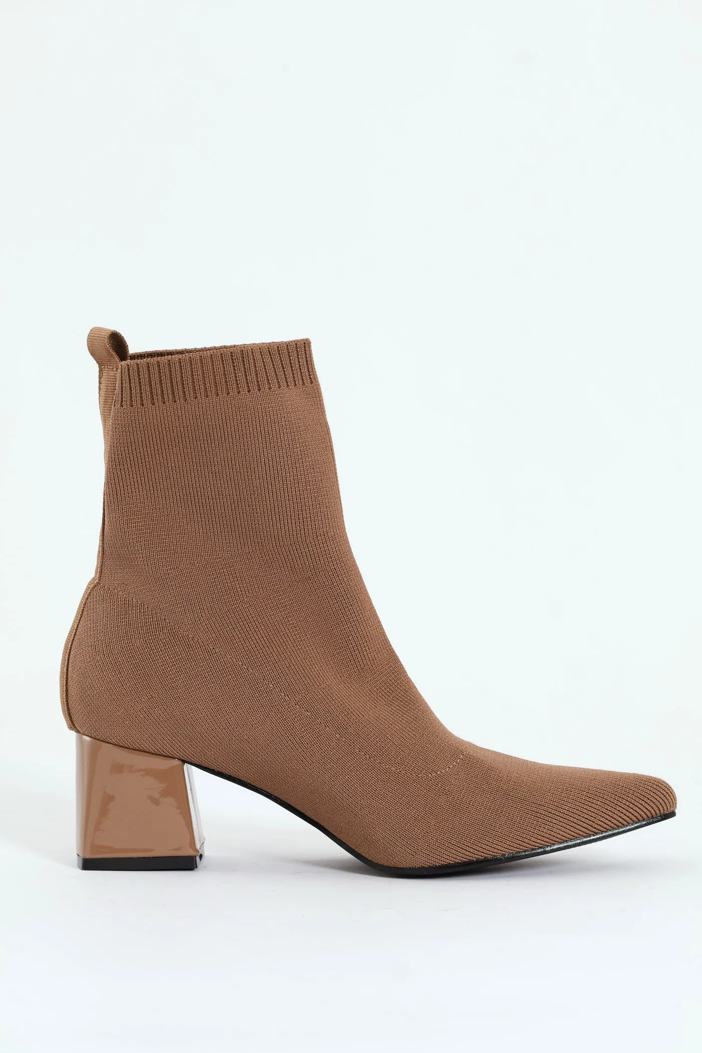 Pointed Block Heel Ankle Sock Boot - Taupe sold by Edgars product image thumbnail 2