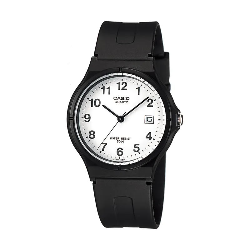 White Dial Watch With Numbers And Date - Black made by Casio