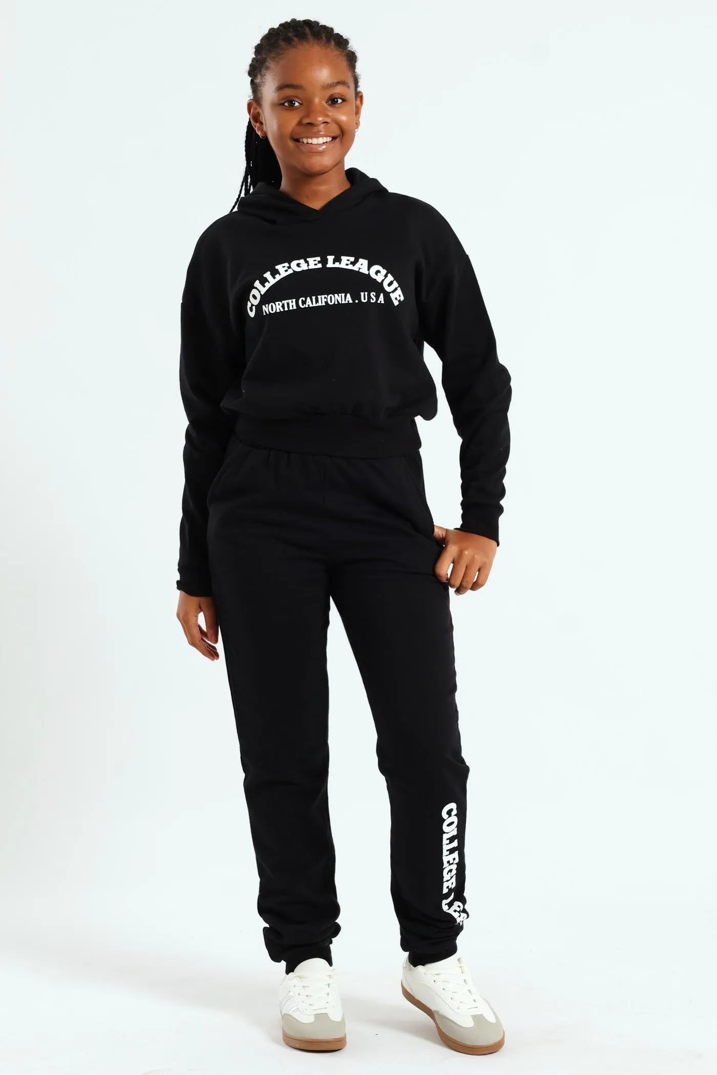 Girls College Fleece Hoody - Black sold by Edgars