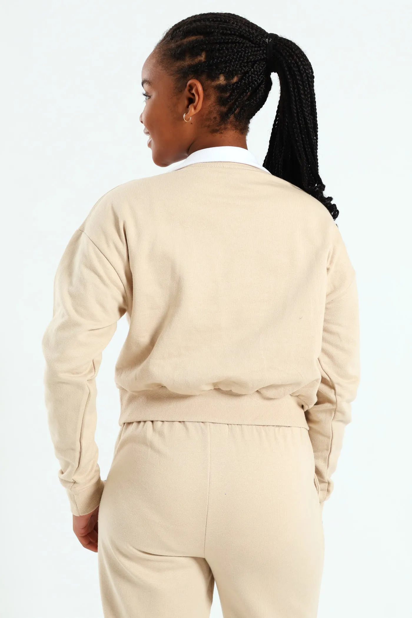 Girls L'amour Fleece Crew Top - Stone sold by Edgars product image thumbnail 4