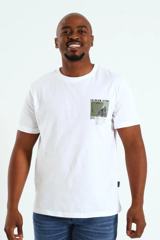 Contour Mount Premium Stone Front & Back Tee - White sold by Edgars 