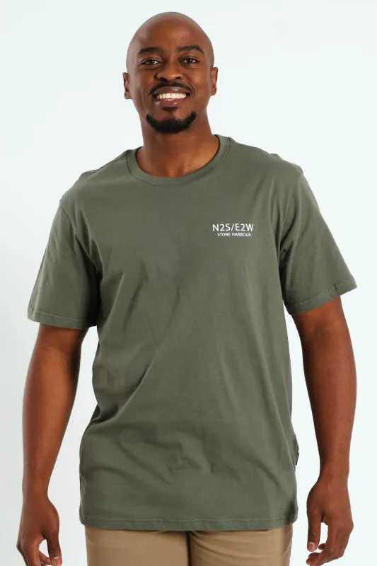 Global Radar Front & Back Print Tee - Fatigue sold by Edgars