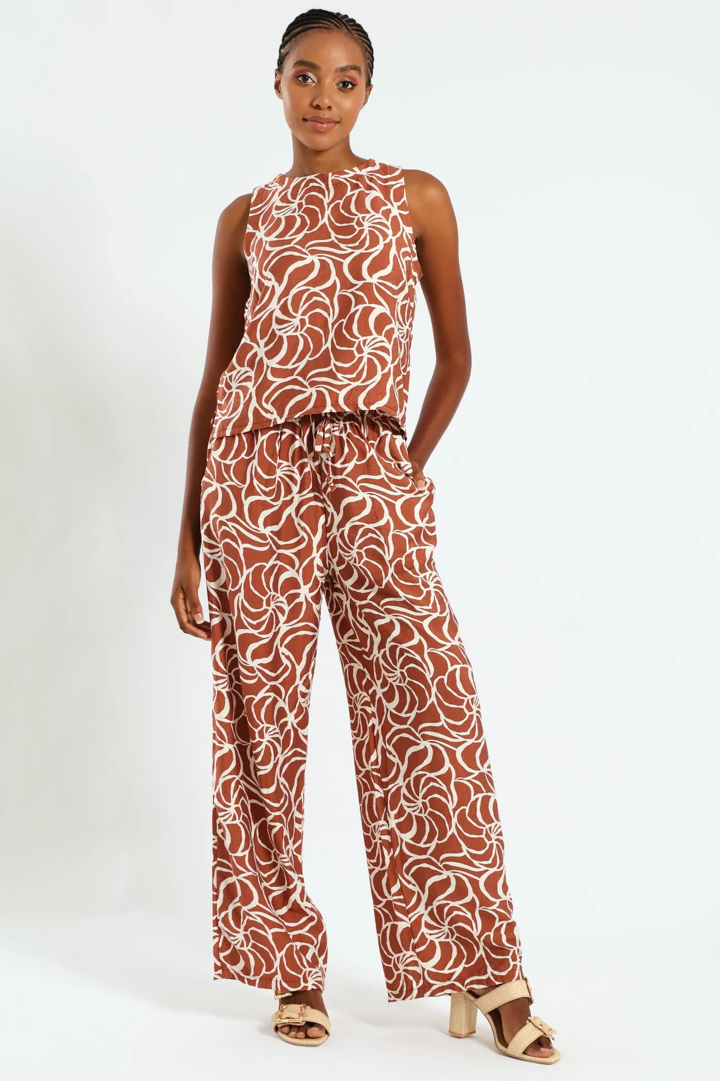 Pull-On Drawstring Wideleg Pant - Rust/Cream sold by Edgars product image thumbnail 2