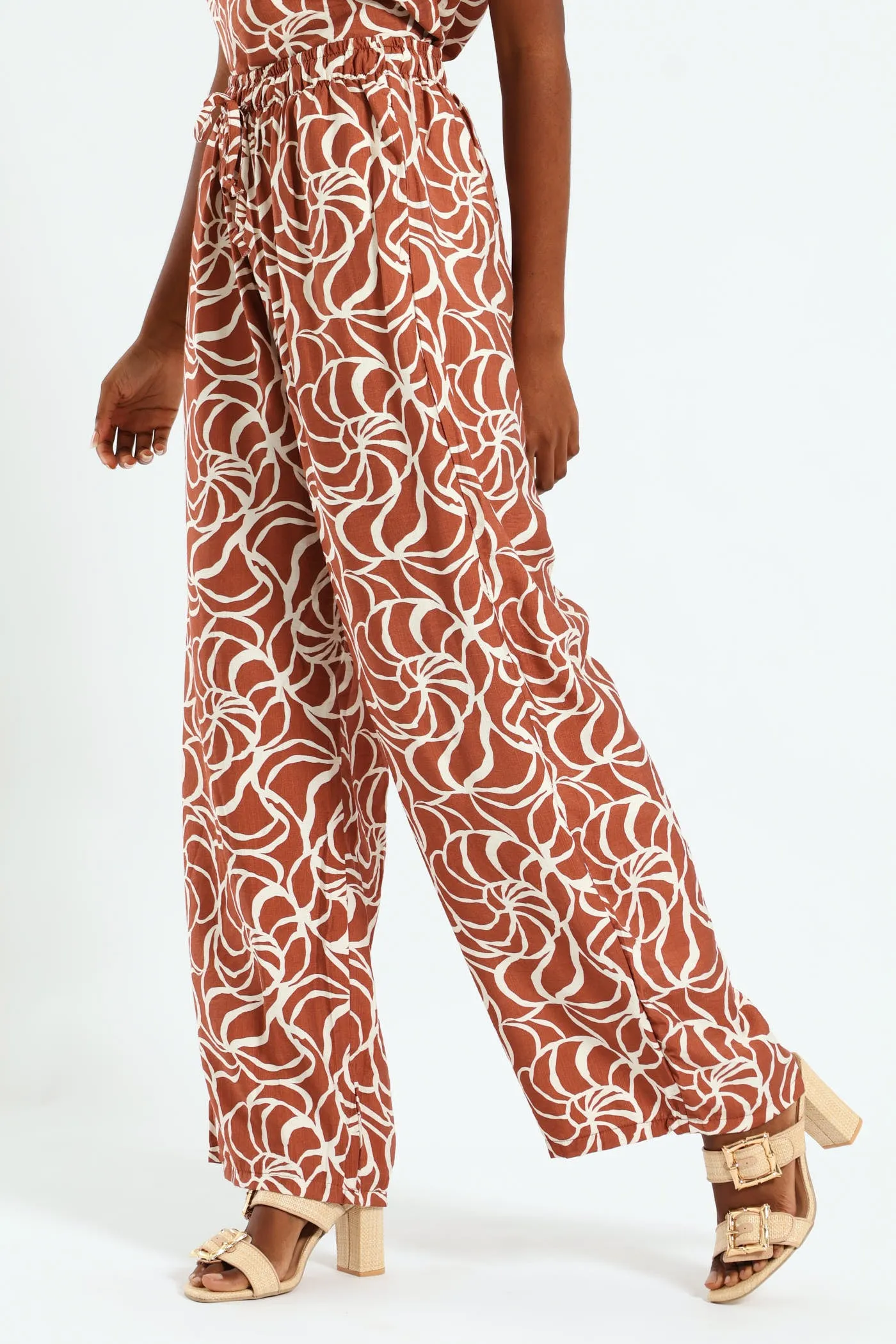 Pull-On Drawstring Wideleg Pant - Rust/Cream sold by Edgars product image thumbnail 3