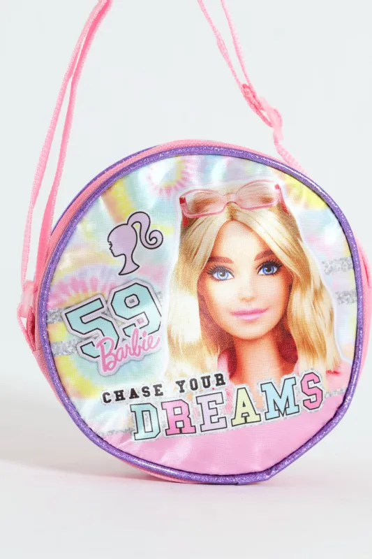 Pre-Girls Barbie Round Sling Bag - Pink sold by Edgars 