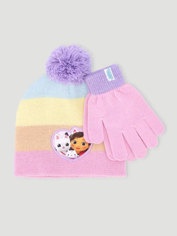 Pre-Girls Gabby's Dollhouse Beanie & Glove Set - Multi sold by Edgars