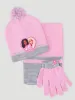 Pre-Girls Barbie 3 Pack Beanie Glove Scarf Set - Pink sold by Edgars
