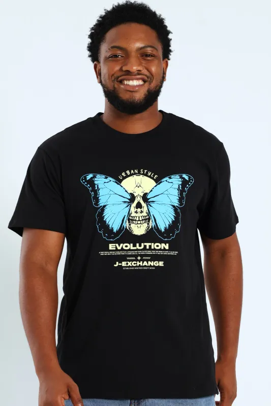Skull Butterfly Print Tee - Black sold by Edgars