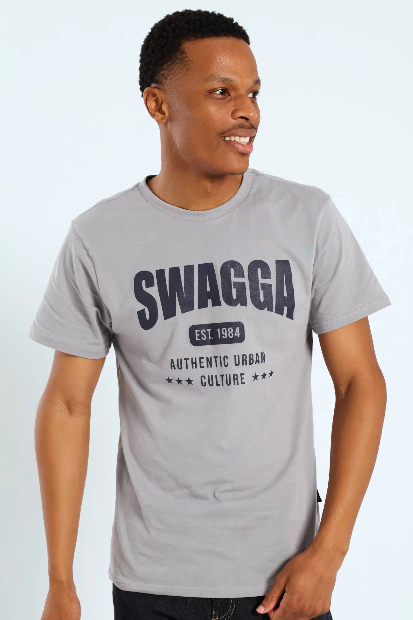 Basic Print Tee - Light Grey sold by Edgars